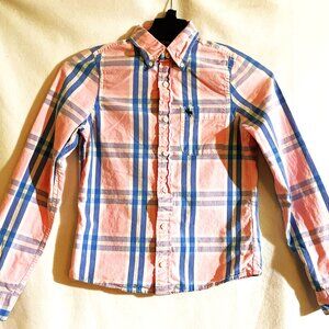 Boys Abercrombie Long Sleeve Collared Shirt XL Kids Pink/Blue/White Button Up